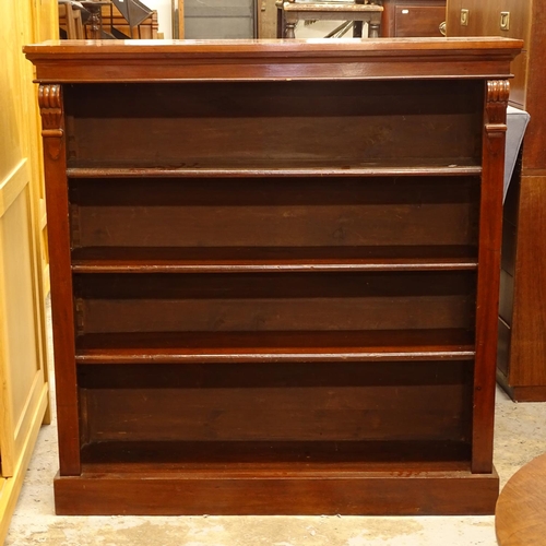 2642 - A Victorian mahogany low bookcase, with 3 adjustable shelves, W107cm, H110cm, D28cm