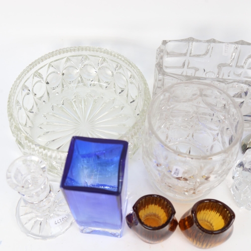 541 - 2 SKLO Czechoslovakian glass vases, tallest 14.5cm, a glass Viking, and other glassware