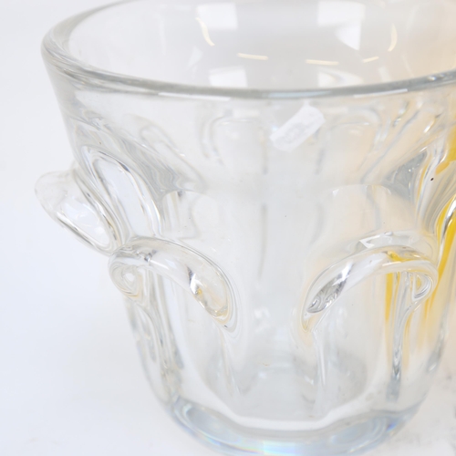 550 - A heavy Whitefriars glass vase, height 23cm, and a yellow glass shallow dish