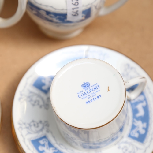 571 - 36 pieces of Coalport Revelry blue and white patterned china, including sauceboat and jugs