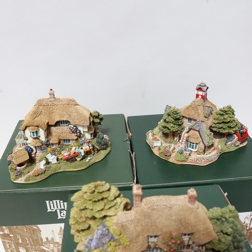 605 - 3 Lilliput Lane cottages - Pen Pals, Firemans Watch, and Beekeeper's cottage, boxed