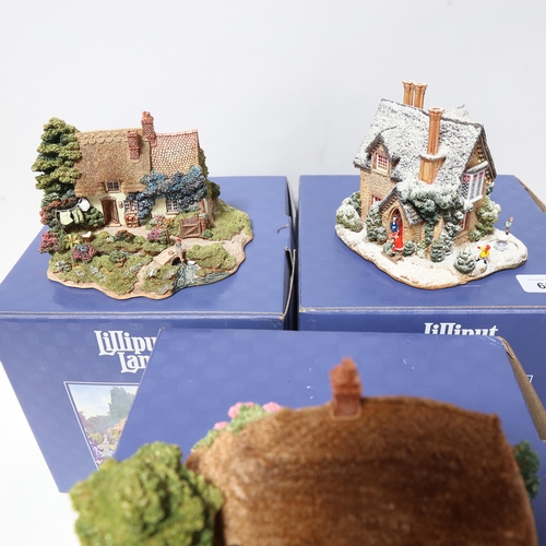 606 - 3 Lilliput Lane cottages - Christmas Party, the Pottery, and Summer Days, boxed