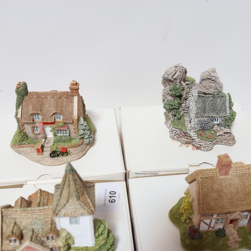 610 - 4 Lilliput Lane cottages - Mrs Binkerton's Post Office, Leagrave cottage, St Govan's Chapel, and Gre... 