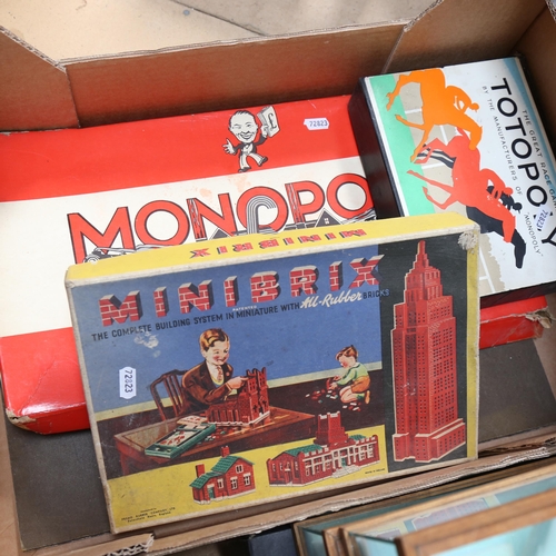 612 - A box of marbles, model cars, Monopoly etc