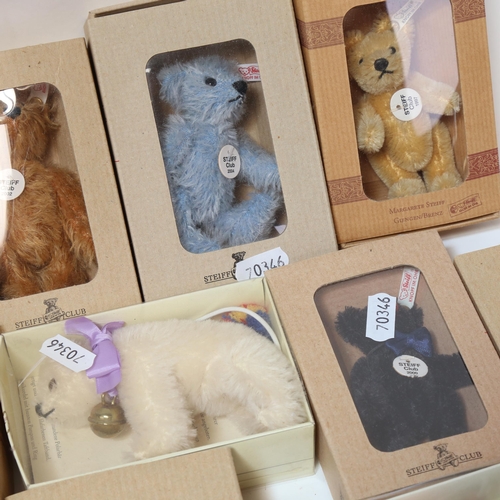 657 - A group of Steiff Club bears, including elephant and polar bear, boxed, box height 13cm