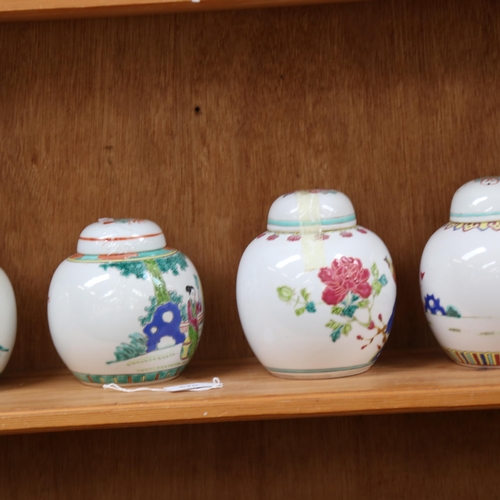 670 - A shelf of 6 Chinese porcelain ginger jars, height 16cm, various marks under