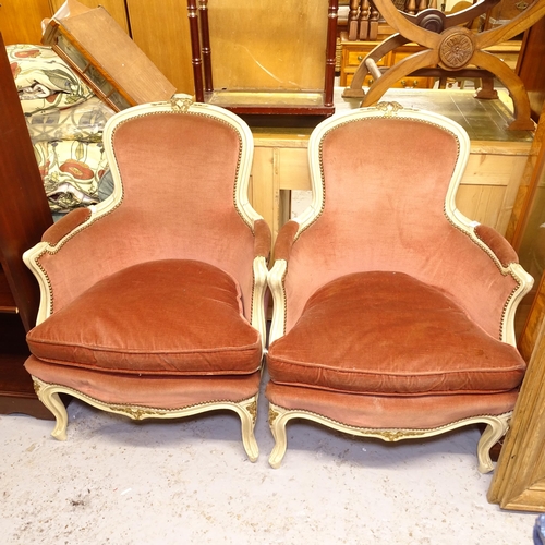 2660 - A pair of cream-painted and upholstered Continental bedroom chairs