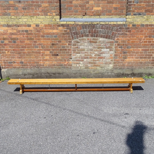 2661 - A Vintage school gymnasium bench, L340cm