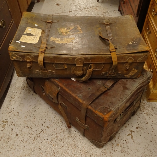 2707 - 2 Vintage leather suitcases