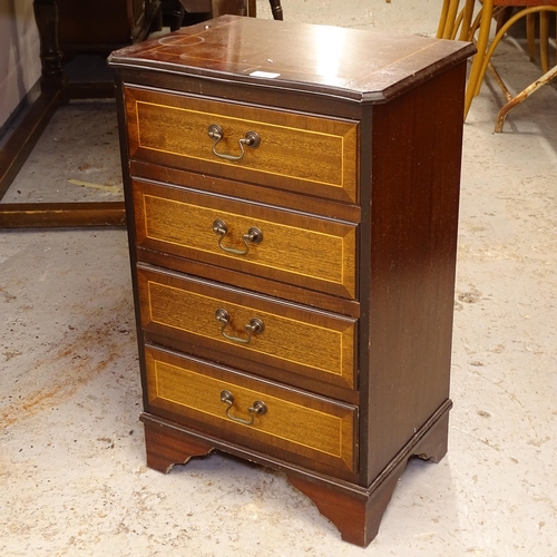 2719 - A reproduction narrow mahogany chest of 4 short drawers, W57cm, H74cm, D33cm