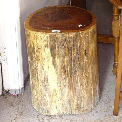 2737 - A petrified wood tree trunk side table, W38cm, H52cm