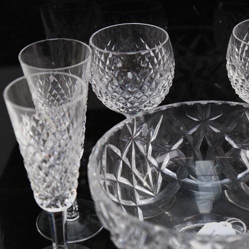 748 - Waterford Crystal Alana pattern goblets, and a Waterford Crystal bowl