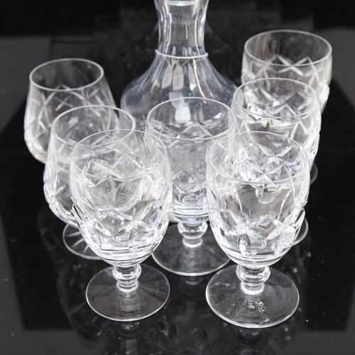 751 - Waterford Crystal decanter and stopper, height 26cm, a pair of matching Brandy balloons, and 5 goble... 