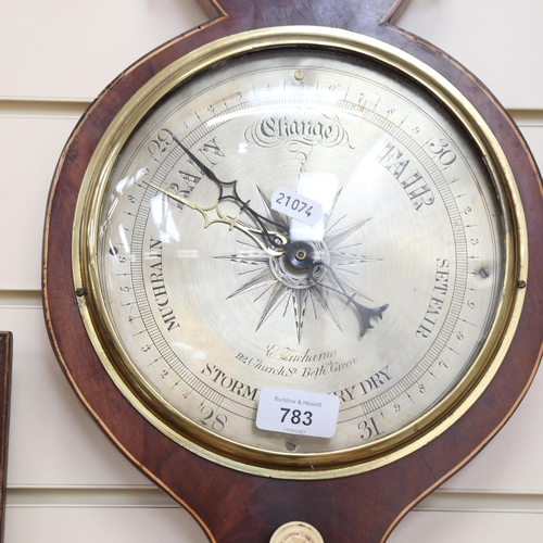 783 - An Antique barometer with thermometer and level, by Zucanio of Bethnal Green, 93cm