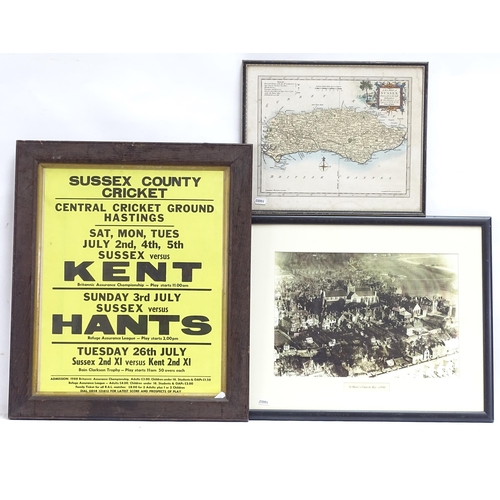 1565 - Various Sussex pictures and prints, including map, street photographs, posters etc (7)