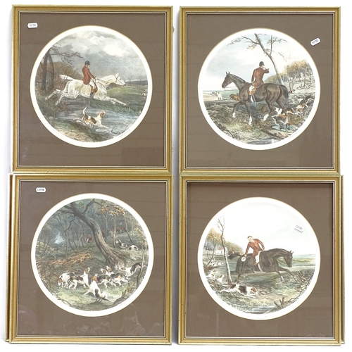 1599 - A set of 6 coloured prints, after Shayer, hunting scenes, framed, and a pair of 19th century engravi... 