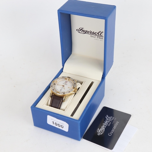 1000 - INGERSOLL - a gold plated stainless steel Gems Pilot quartz wristwatch, boxed