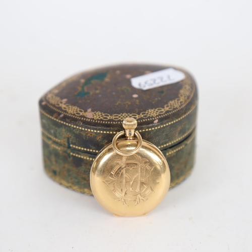 1011 - An early 20th century Swiss 18ct gold half hunter fob watch, by Smith & Son of London, with 18ct dus... 