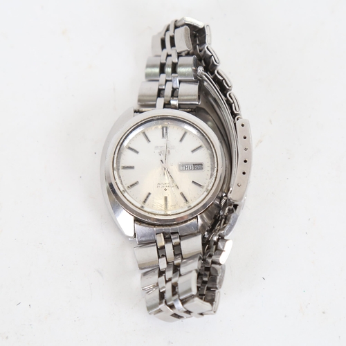 SEIKO - a Vintage stainless steel 5 automatic bracelet watch, ref. 6119-8540,  with day date aperture