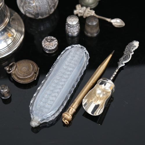 1072 - Various silver and plate, including bell-shaped desk inkwell, gold filled Eversharp propelling penci... 