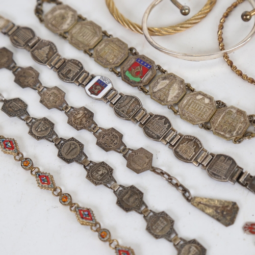 1073 - Various jewellery and silver, including Crystal Palace Fete Prize medal, silver napkin rings, cameos... 