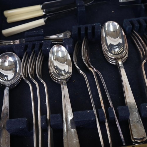 857 - An Art Deco silver plated canteen of cutlery for 6 people, by Mappin & Webb (56 pieces), oak-cased