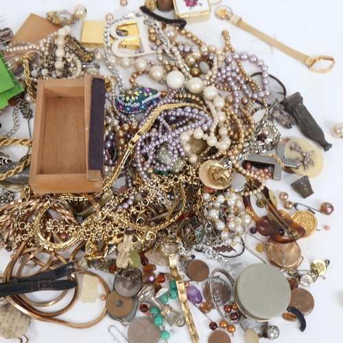 877 - A box of Vintage and other costume jewellery, necklaces, lady's wristwatch etc