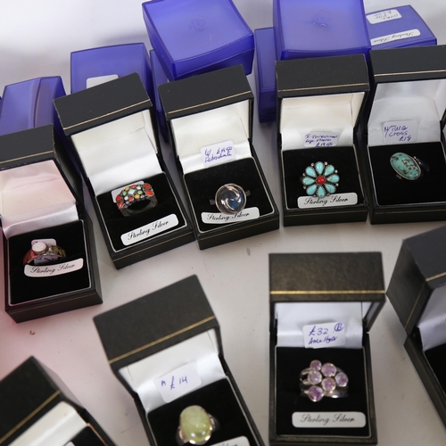 898 - A large quantity of boxed silver costume jewellery, to include rings, necklaces, chains etc