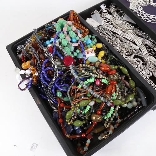 900 - 3 trays of costume jewellery, to include pieces by Nine West, stone and bead set jewellery etc