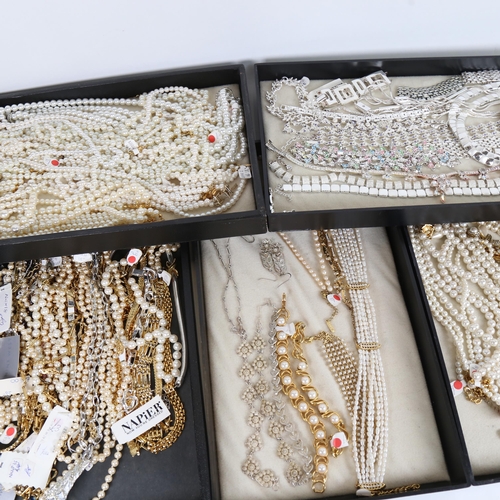 906 - 6 trays of modern costume jewellery, to include pieces by Napier, some silver pieces