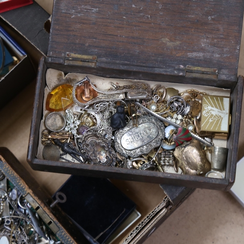 941 - A large collection of costume jewellery, some silver, plated ware etc (boxful)