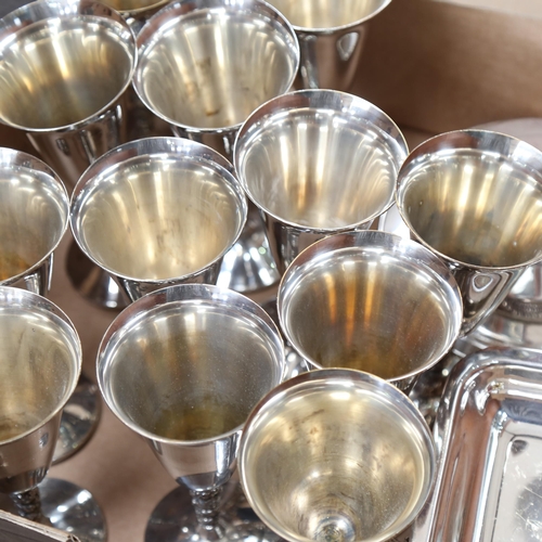 950 - Silver plated goblets, teaware etc (boxful)