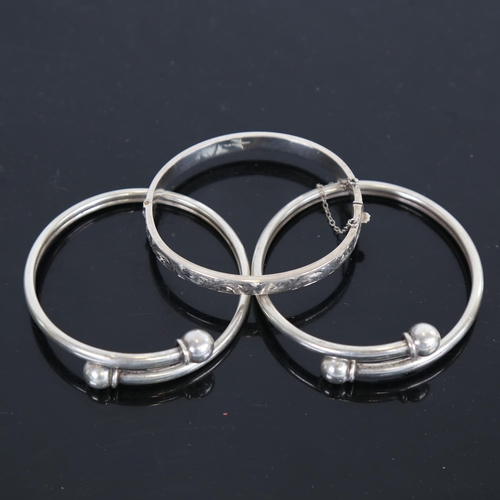 972 - 3 sterling silver bangles and bracelet