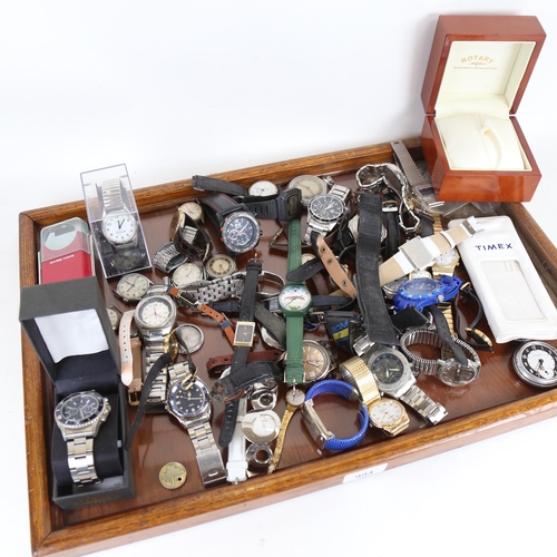 994 - A quantity of various wristwatches and pocket watches, including Casio Ediface, Seiko etc (boxful)