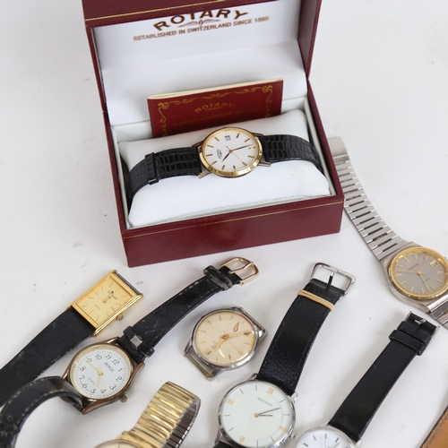 995 - Various wristwatches and pocket watches, including Cyma, Timex, boxed Rotary etc (boxful)