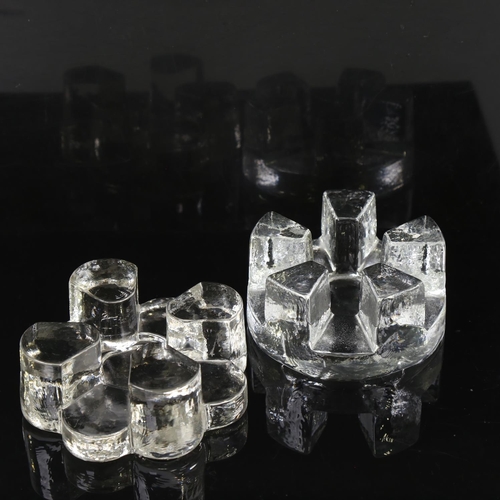 2078 - 2 mid-century textured clear glass tealight trivets