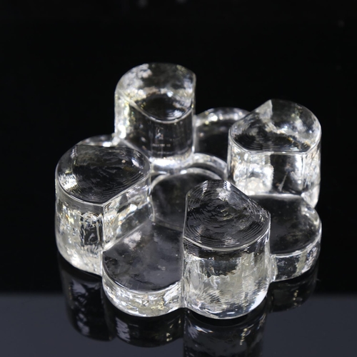 2078 - 2 mid-century textured clear glass tealight trivets