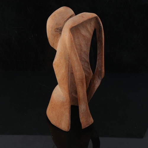 2064 - 2 mid-century carved wood figures, Polish 1950s', tallest 27cm