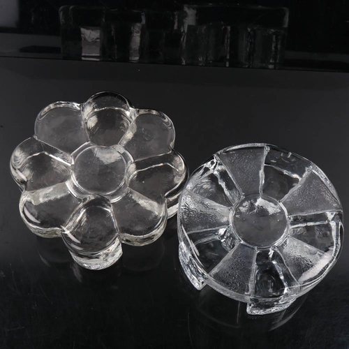 2078 - 2 mid-century textured clear glass tealight trivets