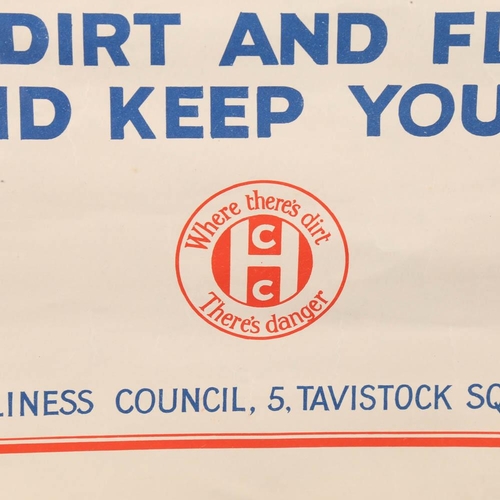 2087 - 1920's/30's original poster, Health and Cleanliness Council 'Dirt is the favourite haunt of flies', ... 