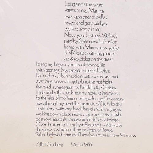 2088 - MICHAEL ENGLISH (1941-2009), 1968 Poster, Poem 'Message 2' ALLEN GINSBERG, published Ad Infinitum Lt... 