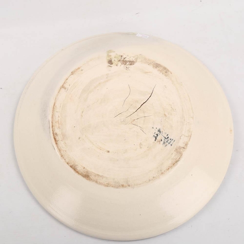 2091 - Studio pottery charger, makers marks to base, diameter 35.5cm