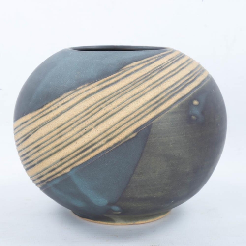 2127 - DEBORAH HOPSON 3 spherical studio pottery vases, tallest 12cm