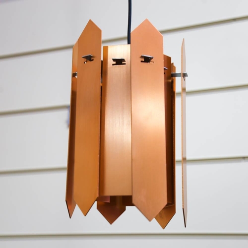 2131 - A Danish mid-century pendant light, with hanging copper panels, 30cm