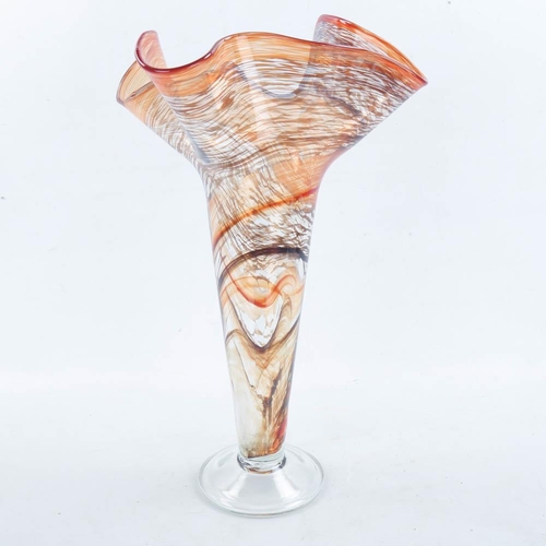 2132 - A large studio glass flared rim vase, unsigned, height  41cm