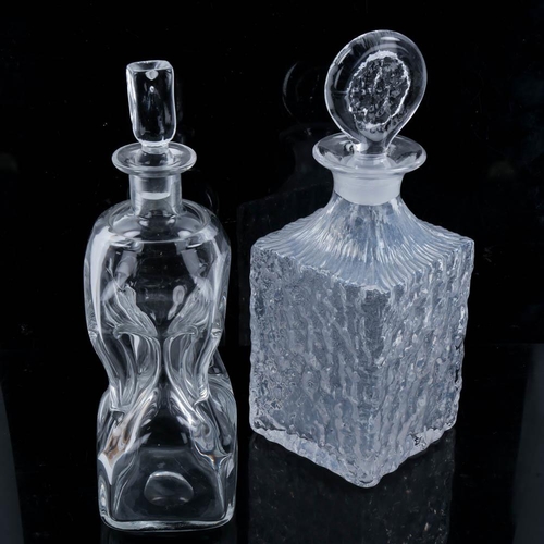 2135 - A Whitefriars Glass Glacier decanter, and a vintage Glug decanter with polished pontil, tallest 27cm