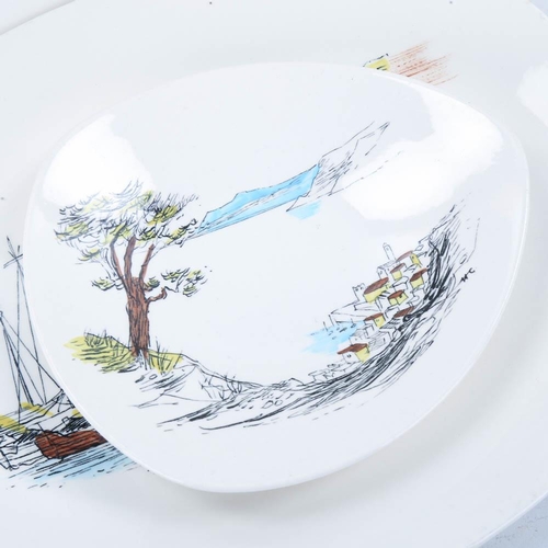 2142 - HUGH CASSON for MIDWINTER STYLECRAFT, 7 pieces of Cannes series china, platter length 31cm