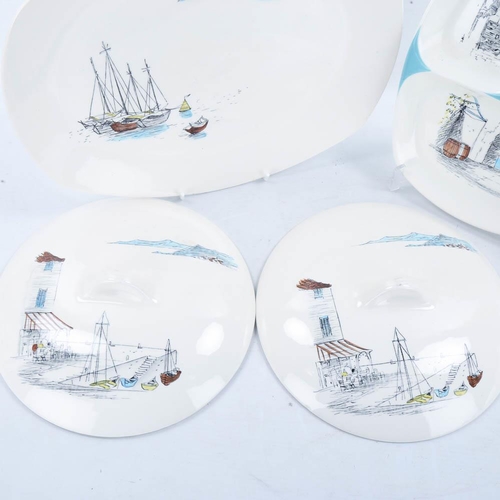 2142 - HUGH CASSON for MIDWINTER STYLECRAFT, 7 pieces of Cannes series china, platter length 31cm