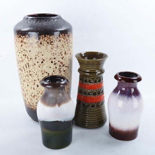 2146 - 4 Pieces of mid-century West German pottery, including Opal Flam and Scheurich vases, tallest 38cm