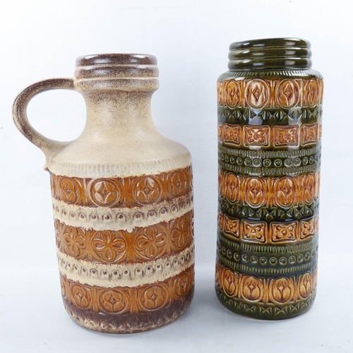 2147 - 2 mid-century West German vases, tallest 41cm